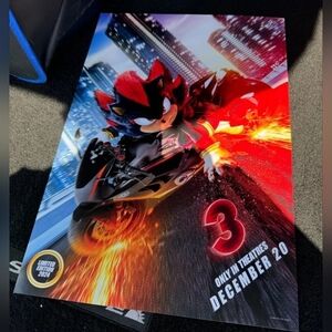 Sonic The Hedgehog 3 AMC movie poster with Shadow 18x12 limited edition